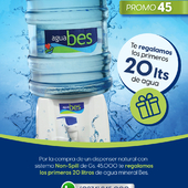 ‼️ Aprovechá la #PROMO45 ‼️

Con tu compra de un dispenser natural de Gs. 45.000 te regalamos tus primeros 20 lts. De #AguaBes 🙌🏽🔝🇵🇾

Hacé tu pedido ya mismo 🏃🏃‍♂️